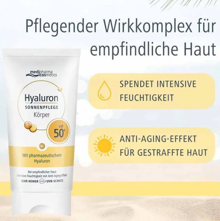 Medipharma Cosmetics Hyaluron Sonnenpflege Körper LSF 50+ , 150 ml- Lsf 50+