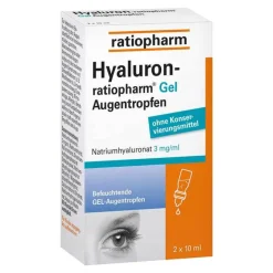 Ratiopharm Hyaluron- Gel Augentropfen, 2X10 ml- Augentropfen Trockene Augen|Augengel