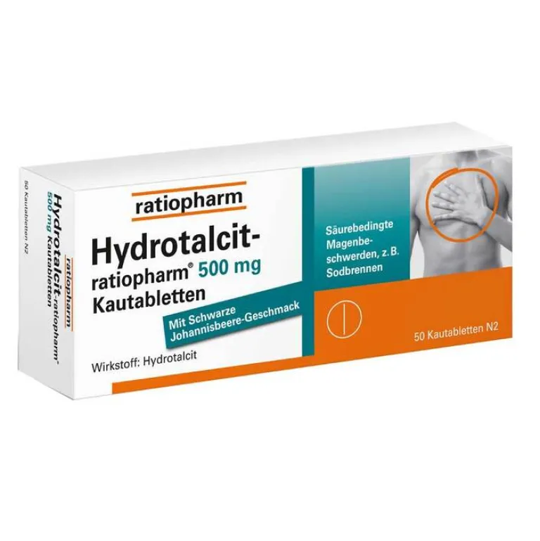 Ratiopharm Sodbrennen Medikamente-Hydrotalcit 500 mg Kautabletten, 50 St