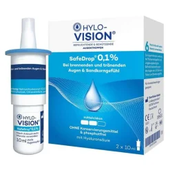 Hylo-Vision ® Safedrop 0,1% Augentropfen, 2X10 ml- Augentropfen Trockene Augen