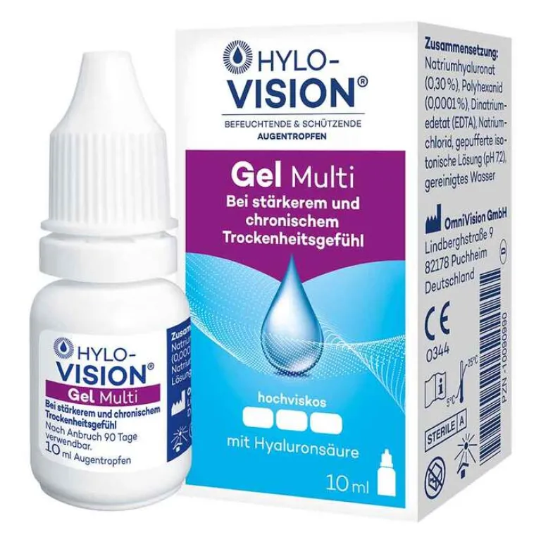 Hylo-Vision Augentropfen Trockene Augen-Gel Multi Augentropfen, 10 ml