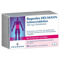 Heumann Ibuprofen Schmerztabletten 400 mg, 50 St- Zahnschmerztabletten|Regelschmerzen Tabletten