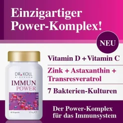 Immun Power Vitamin C + Vitamin D + Zink Kapseln , 60 St^Dr. Koll Hot