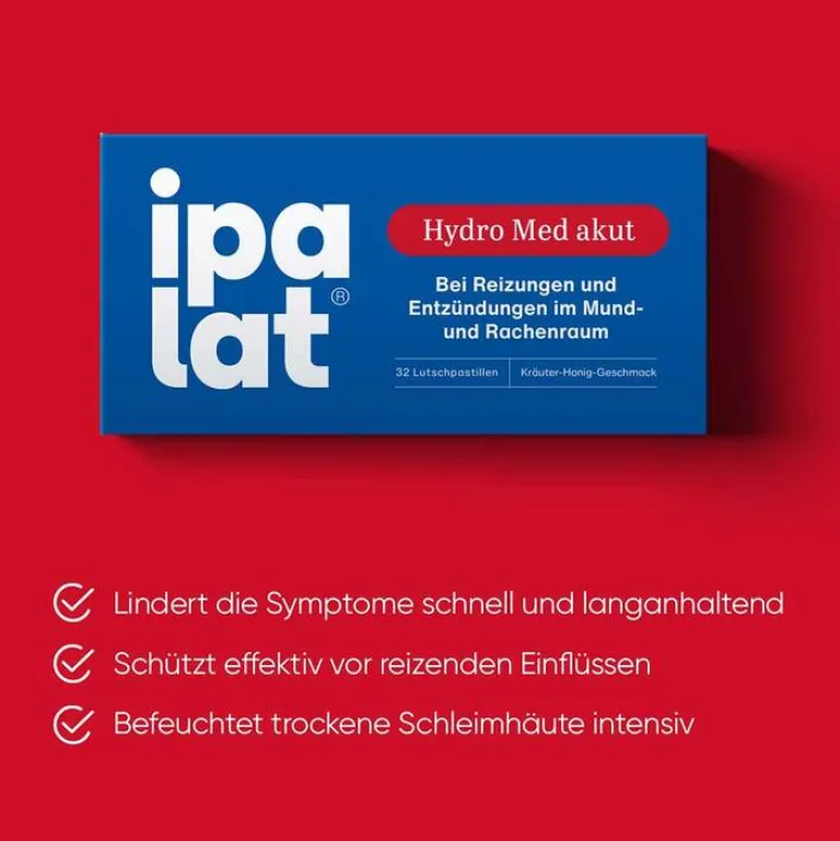 Ipalat Halsschmerztabletten-Hydro Med akut Lutschpastillen, 32 St