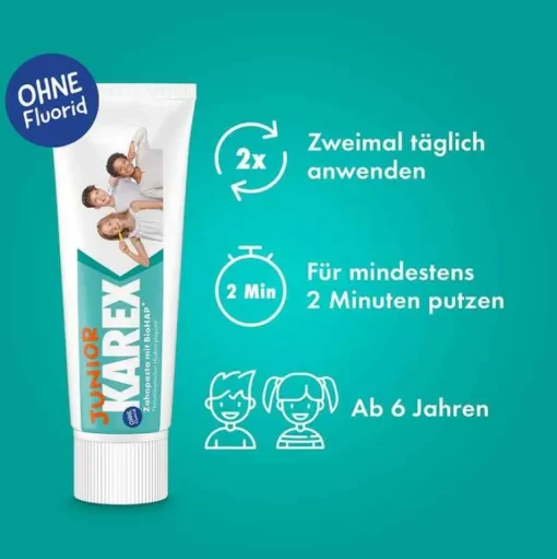 Karex Junior Zahnpasta, 65 ml-Kinder Zahnpasta & Zahncreme|Für Kinder & Babys