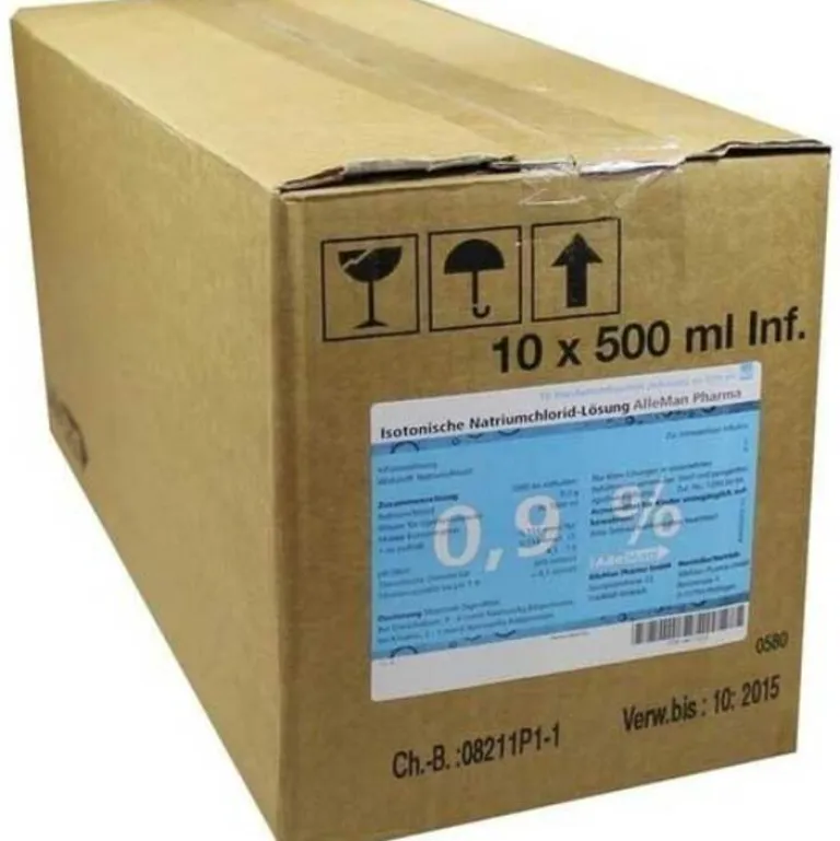Kochsalzlösung 0,9% Glasflasche Infusionslösung, 10X500 ml^ Discount