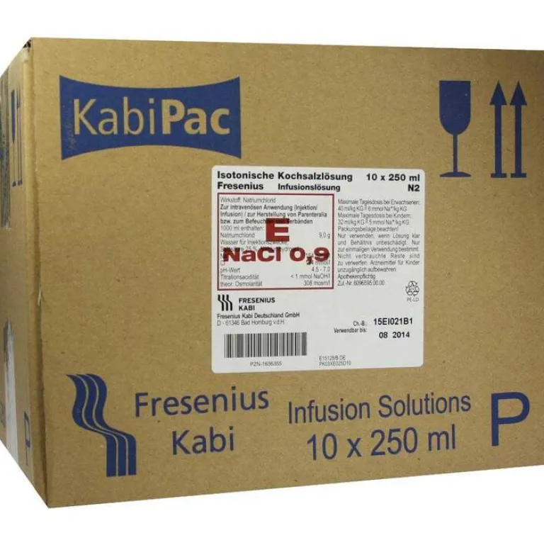 Fresenius Kabi Kochsalzlösung 0,9% Plastikflasche Fresenius, 10X250 ml- Kochsalzlösung