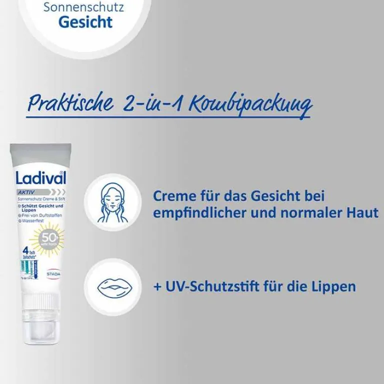 Ladival Gesicht-Aktiv Sonnenschutz Creme & Stift LSF 50 + , 30 ml