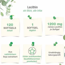 Vitabay Lecithin 1200 mg Sojalecithin + Vitamin E vegan Weichk., 120 St- Lecithin