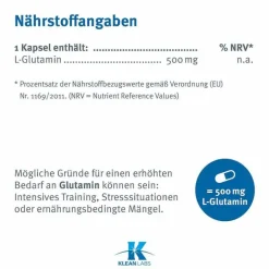 L-Glutamin 500 mg Kapseln, 60 St- Aminosäuren