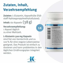 L-Glutamin 500 mg Kapseln, 60 St- Aminosäuren