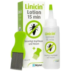 Linicin Läusemittel|Läuseshampoo-® Lotion 15 min mit Läusekamm, 100 ml
