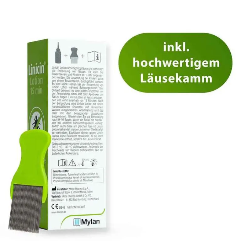 Linicin Läusemittel|Läuseshampoo-® Lotion 15 min mit Läusekamm, 100 ml