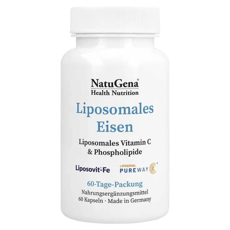 Natugena Vitamin C (Ascorbinsäure)-Liposomales Eisen + Vitamin C vegan Kapseln, 60 St