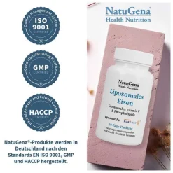 Natugena Vitamin C (Ascorbinsäure)-Liposomales Eisen + Vitamin C vegan Kapseln, 60 St