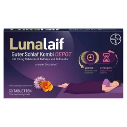 Lunalaif Melatonin Tabletten-Guter Schlaf Kombi Depot Tabletten, 30 St