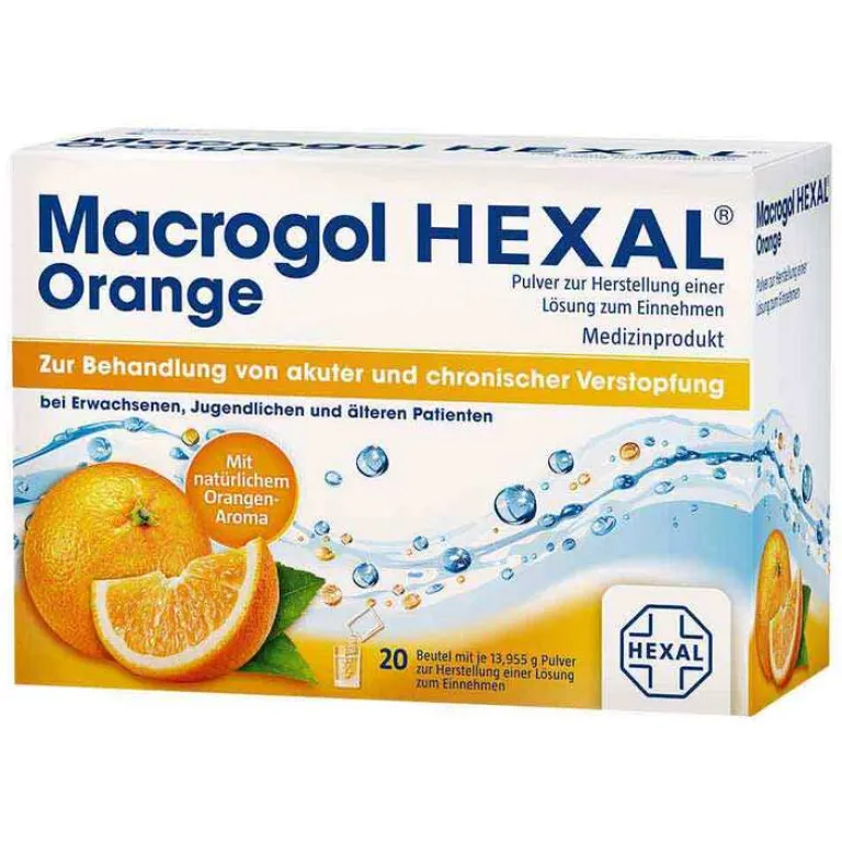 Hexal Abführmittel-Macrogol Orange Pulver zur Herstellung einer Lösung zum Einnehmen Beutel , 20 St