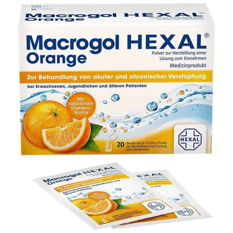 Hexal Abführmittel-Macrogol Orange Pulver zur Herstellung einer Lösung zum Einnehmen Beutel , 20 St