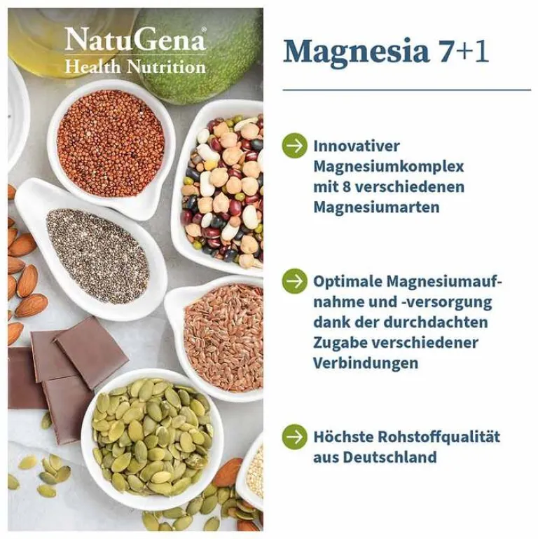 Natugena Magnesia 7 + 1 Magnesium-Komplex vegan Kapseln, 90 St- Magnesium