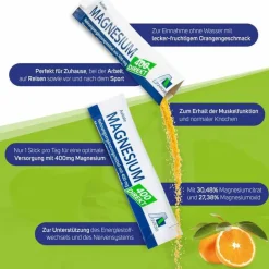 Avitale Magnesium 400 direkt Orange Portionssticks, 50X2.1 g- Hirnleistung & Nerven
