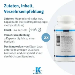 Supplementa Magnesium Bisglycinat Kapseln, 120 St- Magnesium