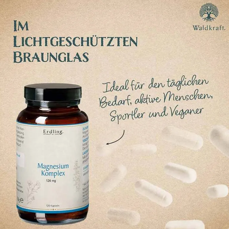 Erdling Magnesium-Komplex 7in1 Sangokoralle Kapseln , 120 St- Magnesium