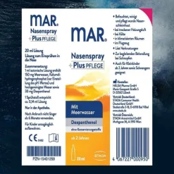 Mar Meerwasser Nasenspray|Schnupfen & Nasennebenhöhlen-Nasenspray Plus Pflege, 20 ml