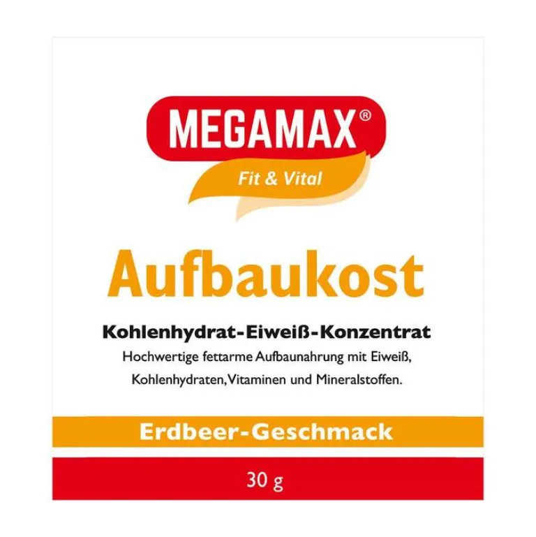 Megamax Aufbaukost Erdbeere Pulver, 30 g- Eiweiß