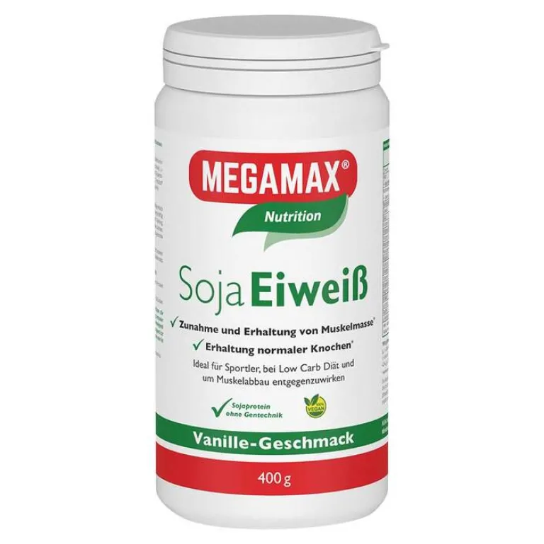 Megamax Eiweißpulver-Soja Eiweiß Vanille Pulver, 400 g