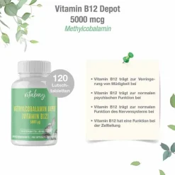 Methylcobalamin Vit.B12 Depot 5000 µg vegan Lut., 120 St^Vitabay Discount
