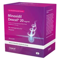 Minoxidil 20 mg / ml Spray z.Anw.a.d.Kopfhaut, 3X60 ml^Dexcel New