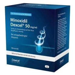 Minoxidil 50 mg / ml Spray z.Anw.a.d.Kopfhaut, 3X60 ml^Dexcel Hot