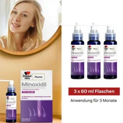 DoppelherzPharma MINOXIDIL 20 mg/ml Lösung für Frauen, 3X60 ml- Mittel Gegen Haarausfall