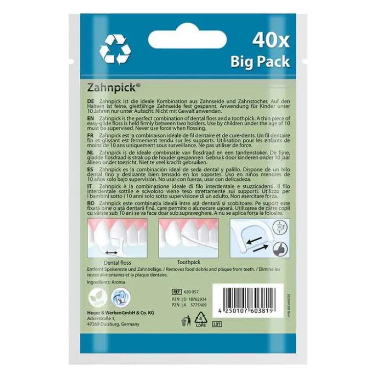 Miradent Zahnpick Zahnseide 2in1 Minze, 40 St- Zwischenraumreinigung