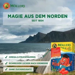Möller`s Omega-3 Gelee Fisch Erdbeere Kautabletten, 36 St^Möllers New