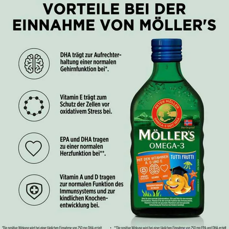 Möller`s Omega-3 Kids Fruchtgeschmack Öl, 250 ml^Möllers Best