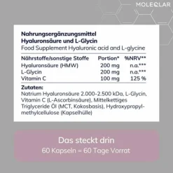 MoleQlar Hyaluronsäure-Longevity Hyaluron + Glycin Kapseln, 60 St