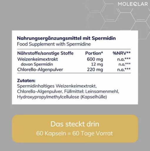 MoleQlar Longevity Spermidin pro Kapseln, 60 St- Spermidin
