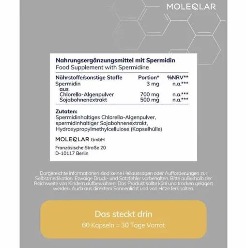 Moleqlar Spermidin-Spermidin Kapseln, 60 St