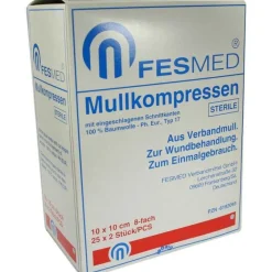 Fesmed Mullkompressen ES 10x10 cm steril 8-fach, 25X2 St- Sterile Kompressen