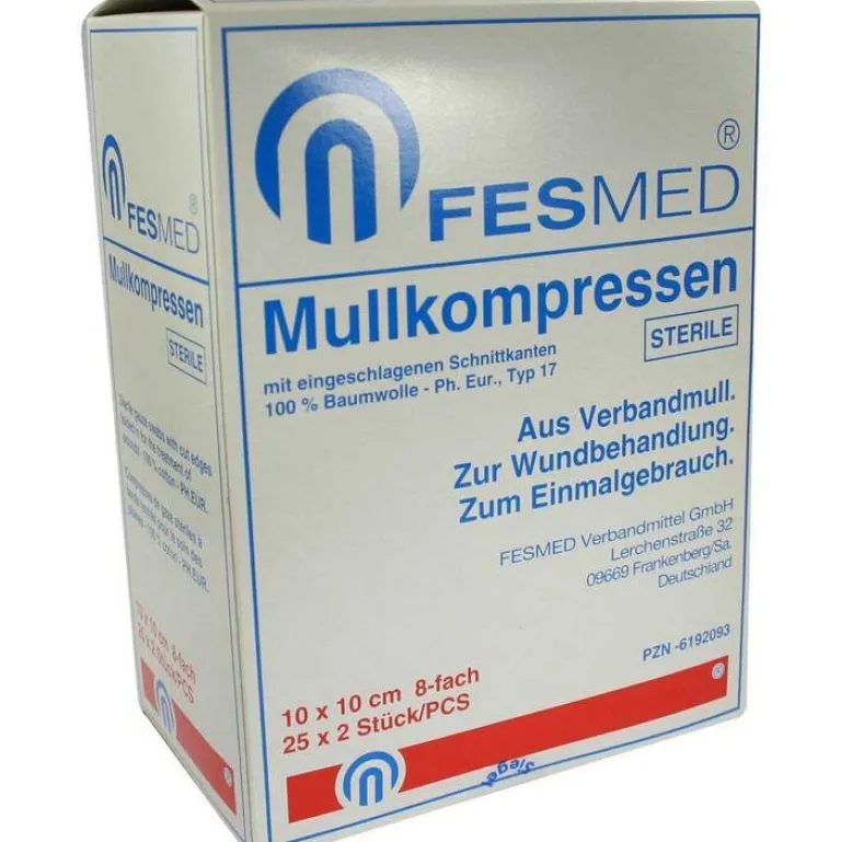 Fesmed Mullkompressen ES 10x10 cm steril 8-fach, 25X2 St- Sterile Kompressen
