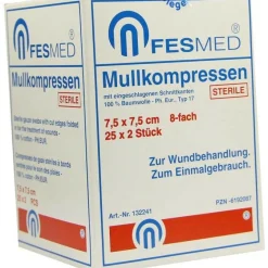 Mullkompressen ES 7,5x7,5 cm steril 8-fach, 25X2 St^Fesmed Clearance