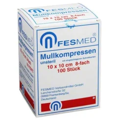 Fesmed Sterile Kompressen-Mullkompressen ES 10x10 cm unsteril 8-fach, 100 St
