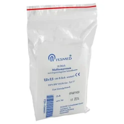 Fesmed Mullkompressen ES 7,5x7,5 cm unsteril 8-fach, 10 St- Sterile Kompressen