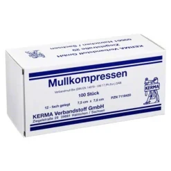 Kerma Mullkompressen 7,5x7,5 cm unsteril 12-fach BW, 100 St- Sterile Kompressen