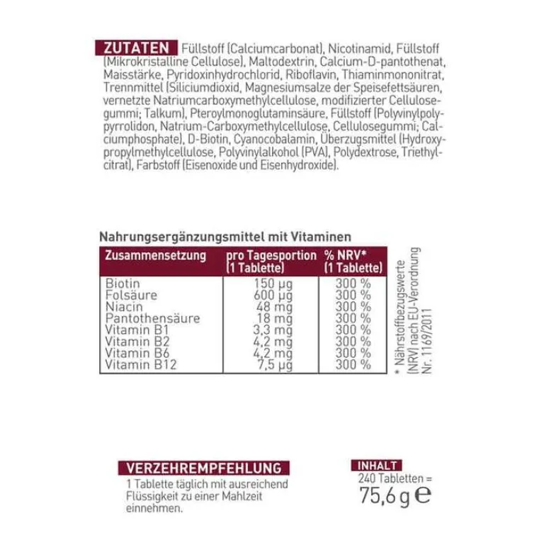 Pharmedix Vitamin B Komplex-N1 Vitamin B Komplex Tabletten, 240 St