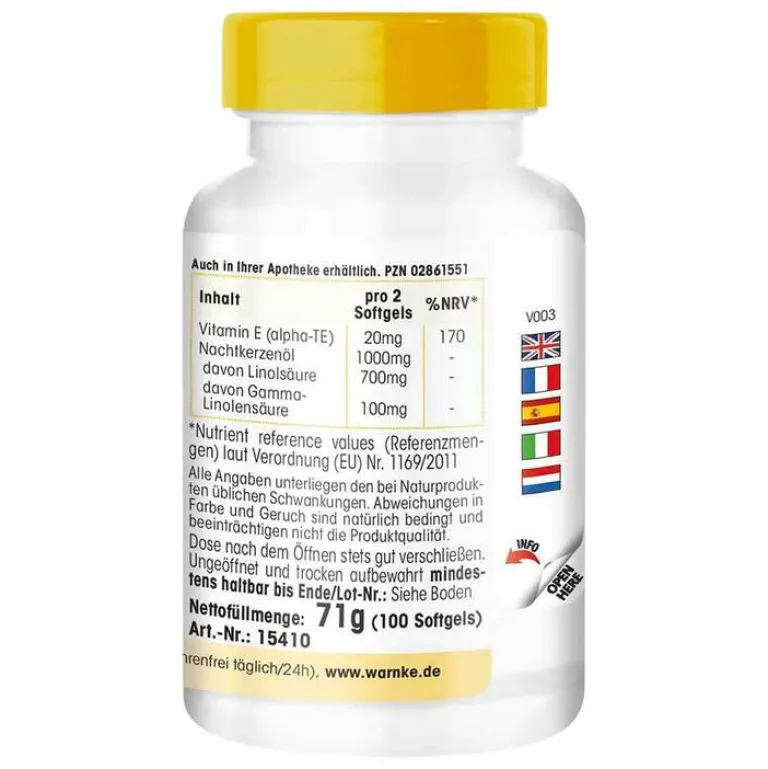 Warnke Nachtkerzenöl 500 mg Kapseln, 100 St- Nachtkerzenöl