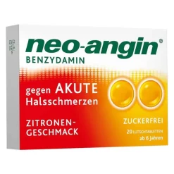 Neo Angin neo-angin Benzydamin gegen akute Hasschmerzen Zitrone, 20 St- Halsschmerztabletten