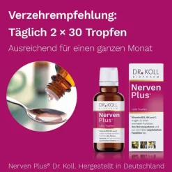 Dr. Koll Nerven Plus Gemmo Komplex Vitamin B12 B6, 50 ml- Vitamin C (Ascorbinsäure)|Vitamin B6 (Pyridoxin)