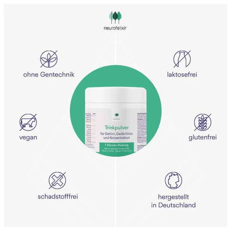 Natugena Neurofelixir für Nerven & Konzentration Tinkpulver, 113.8 g- Hirnleistung & Nerven